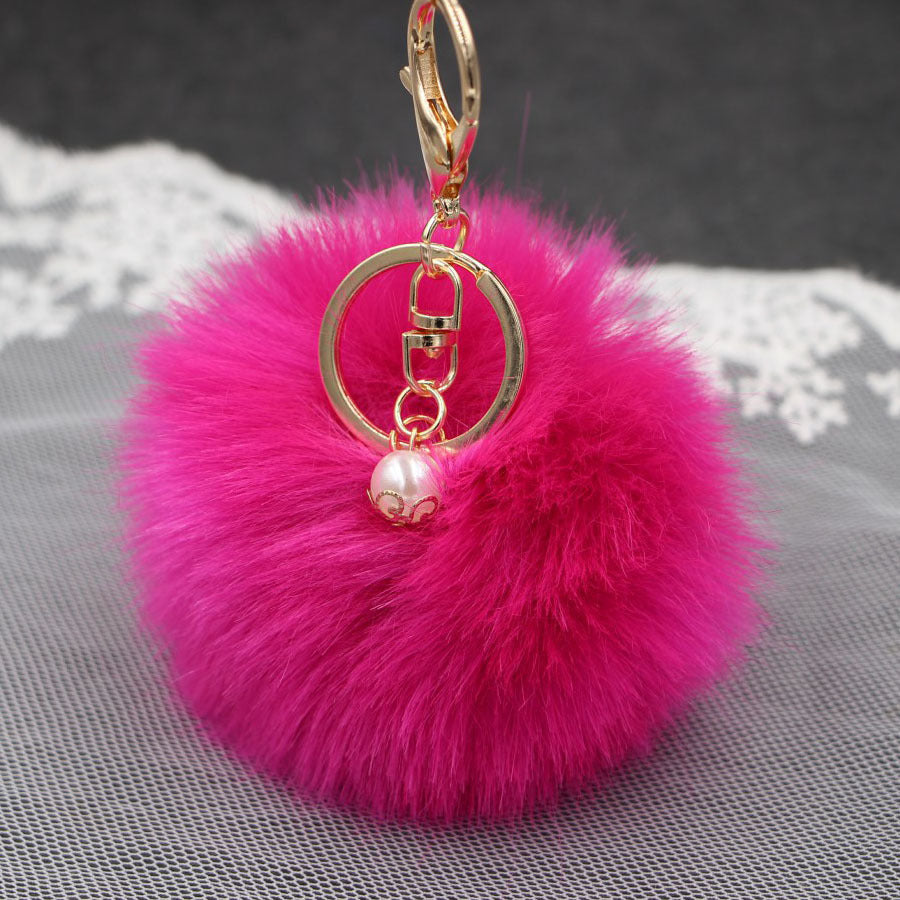 Wholesale Pearl 8cm Fur Ball Keychain